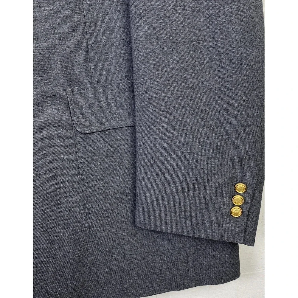 David Taylor Blazer Gray 46L Crested Gold Buttons Wool Blend Academia Regency